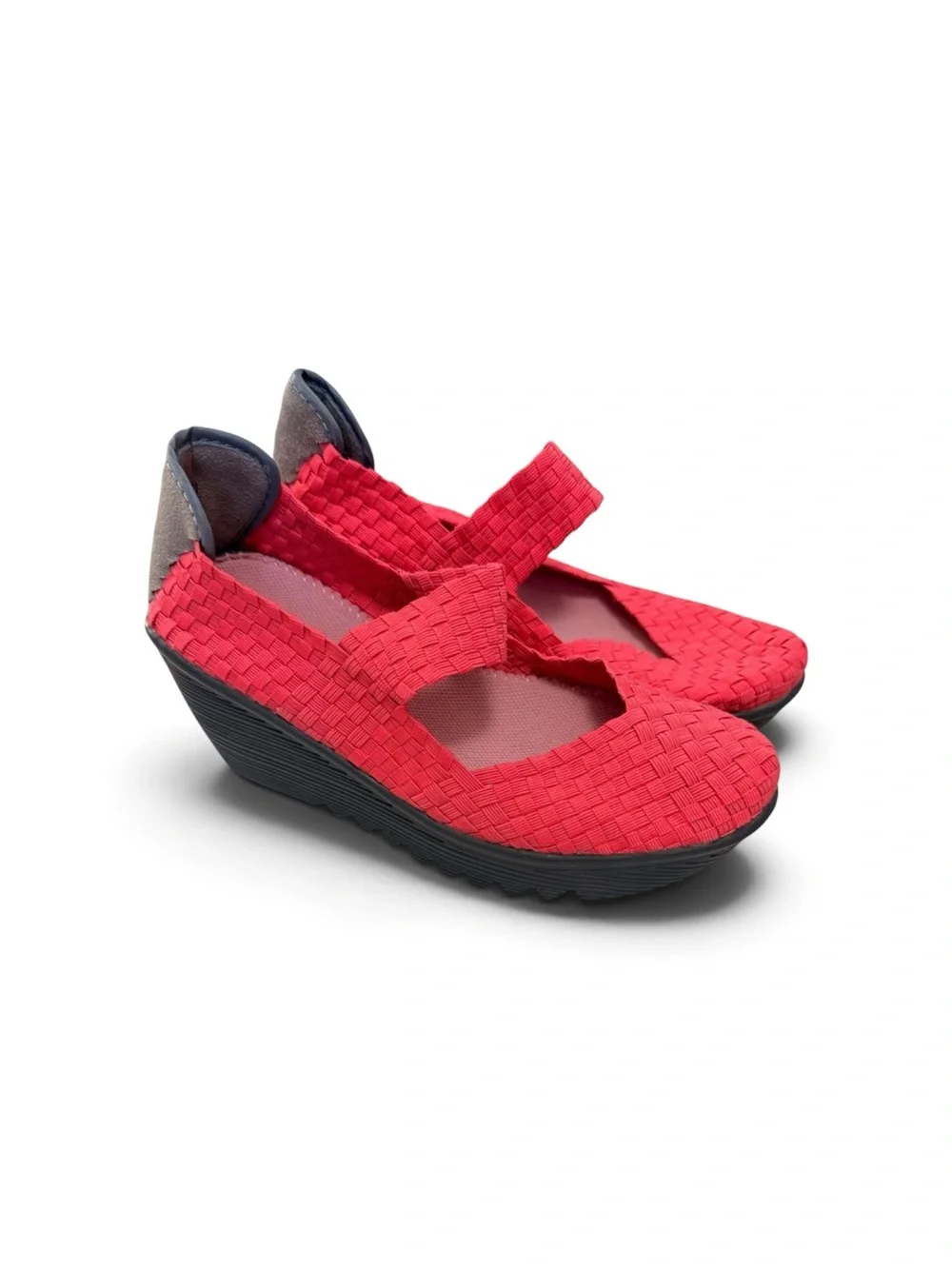 Bernie Mev Lulia Wedge Shoes Coral Pink Woven Size EU 38 Resort Coastal Grandma